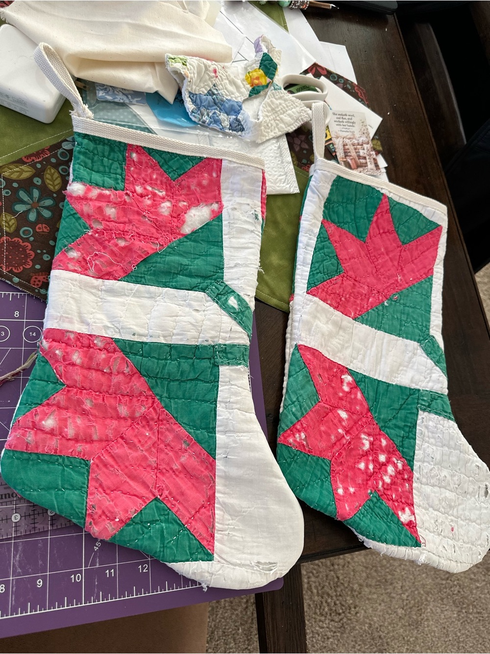 Cottage core Shabby Chic Christmas Stockings